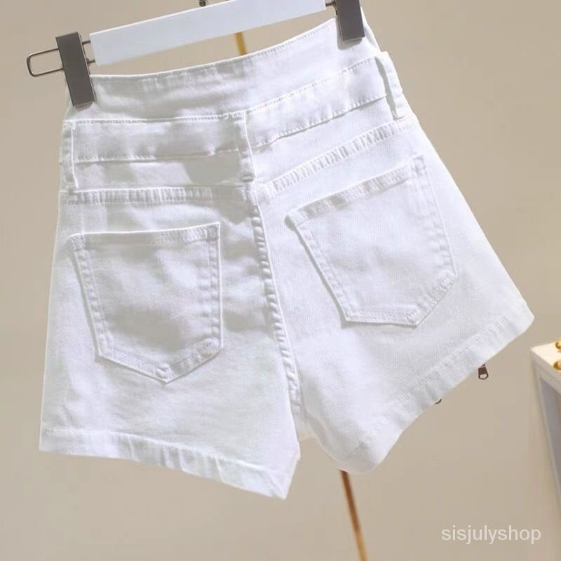 [✅BISA COD] #Sisjuly# Celana pendek denim putih wanita musim panas musim panas tipis baru pinggang t