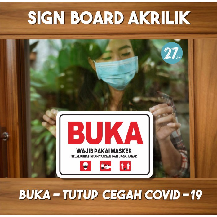 

Papan Cegah Covid 19 Open Closed Buka Tutup Sign Board Akrilik