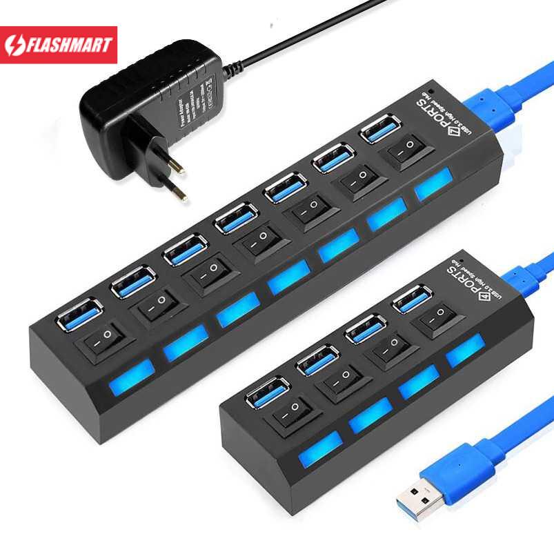 Flashmart USB Hub 3.0 4 Port with Power Supply - U9103