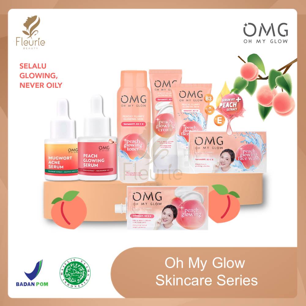 OMG Oh My Glow Peach Glowing Skincare - Face Wash / Face Toner/ Serum / Cream - Original BPOM