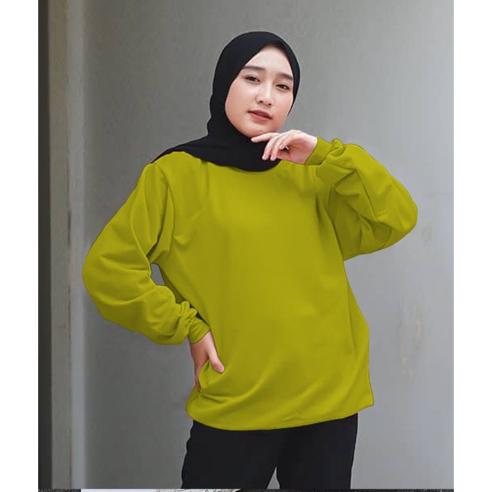 Kaos Lengan Panjang  Polos Warna Baru / Kaos Sweatshirt / Atasan Wanita / Atasan Wanita Lengan Panjang