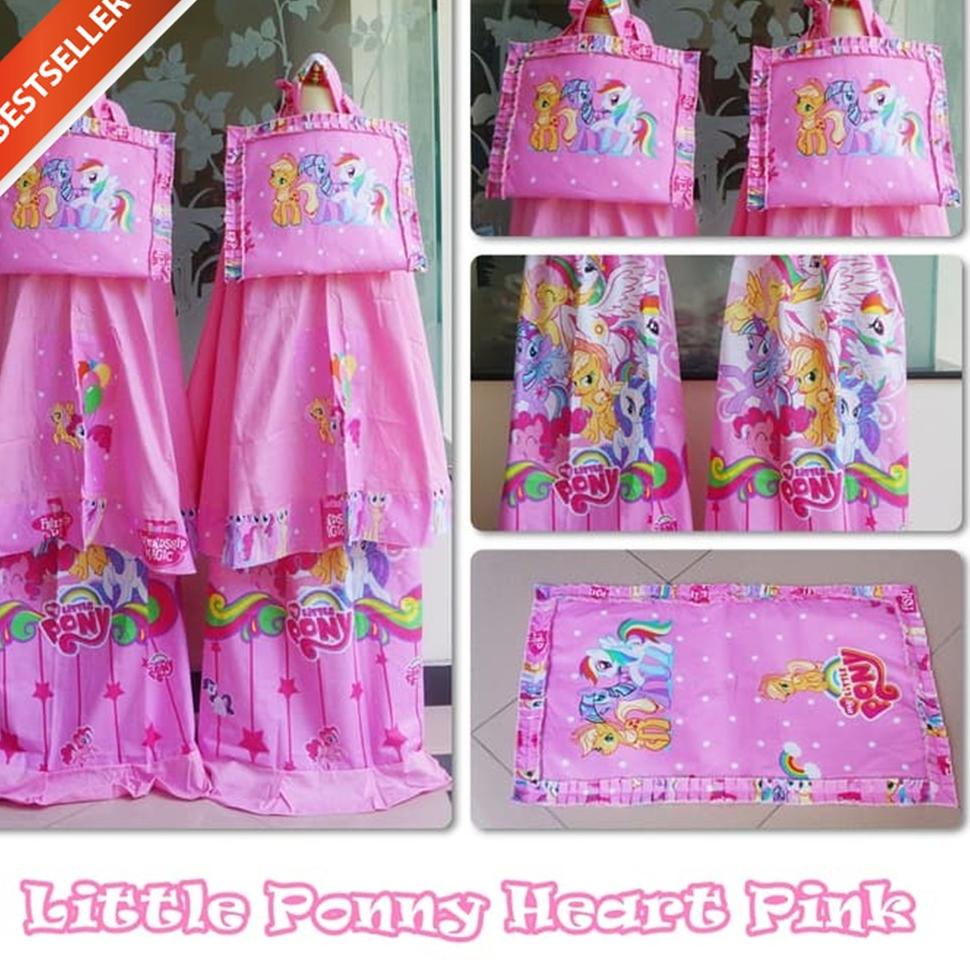 SIAP KIRIM Mukena Anak Katun Adem Karakter Kuda poni Heart 2-13 Tahun Usia PAUD TK SD Mukenah Sajada