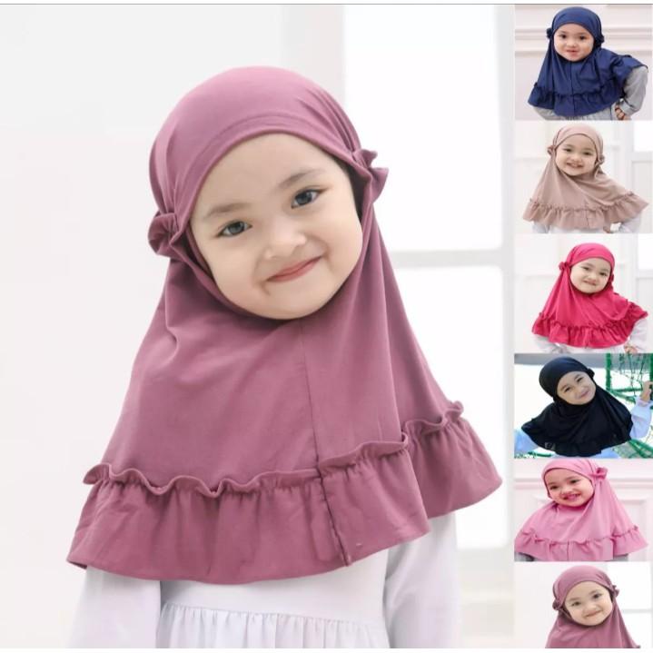 BISA COD JILBAB CLARA ANAK PEREMPUAN 0-3 TAHUN / JILBAB ANAK RUFFLE NC