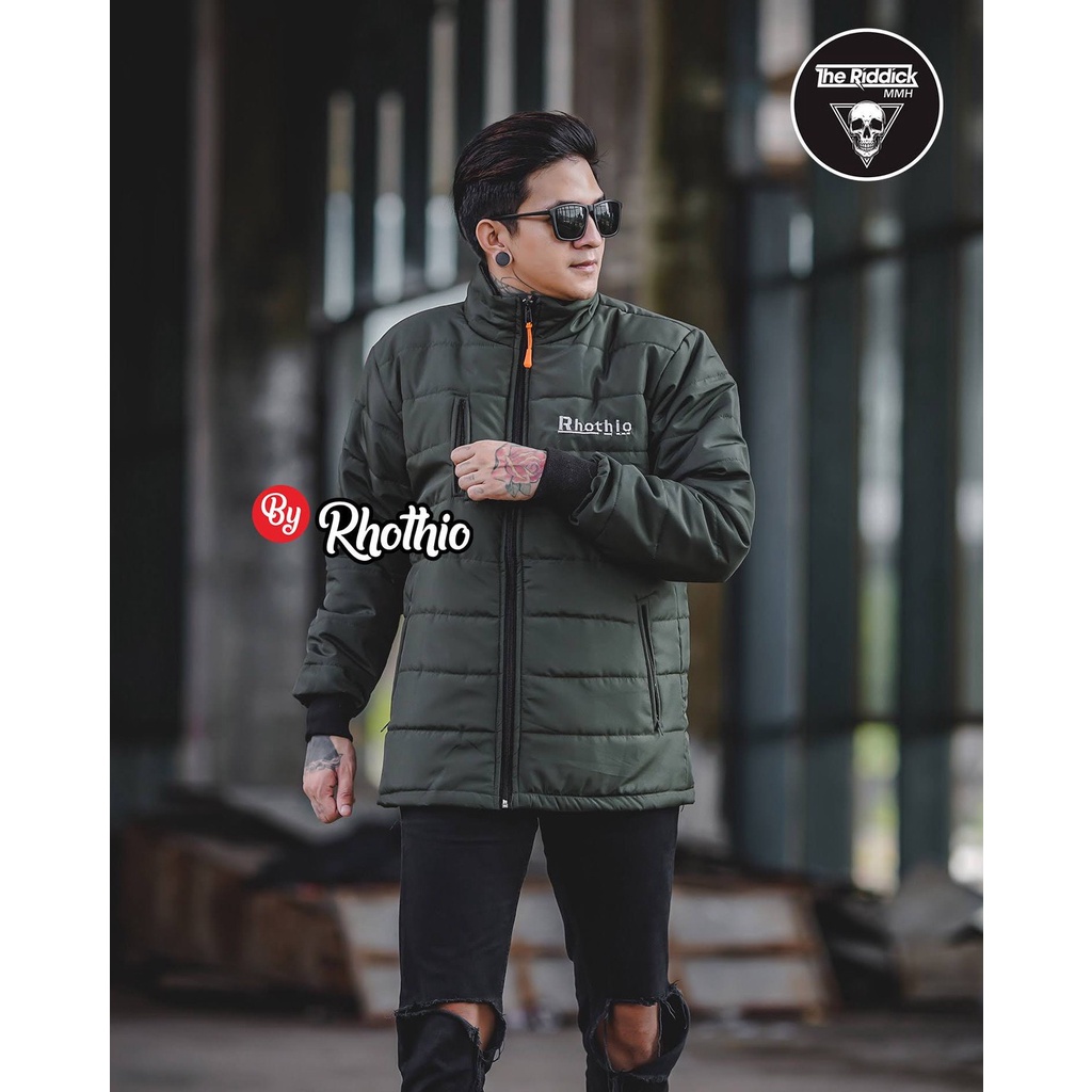 jaket puffer Kerah Rib Rhothio musim dingin jaket winter harajuku jaket gelembung tebal jaket warna warni terbaru dan terlaris