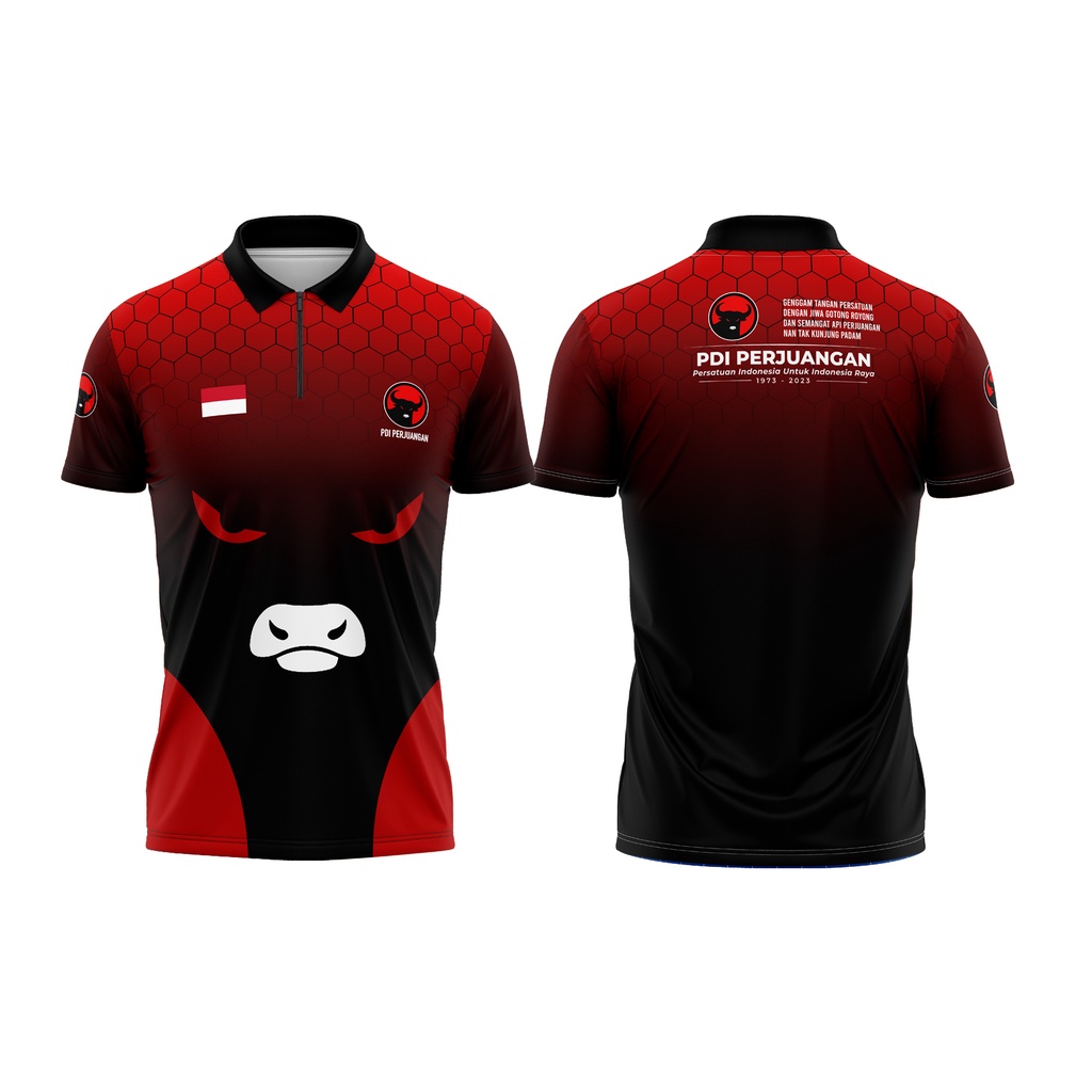 Baju Kaos Polo Pria Dewasa PARTAI PDIP PDI PERJUANGAN Terbaru Lengan Pendek Panjang Fullprint Sublim