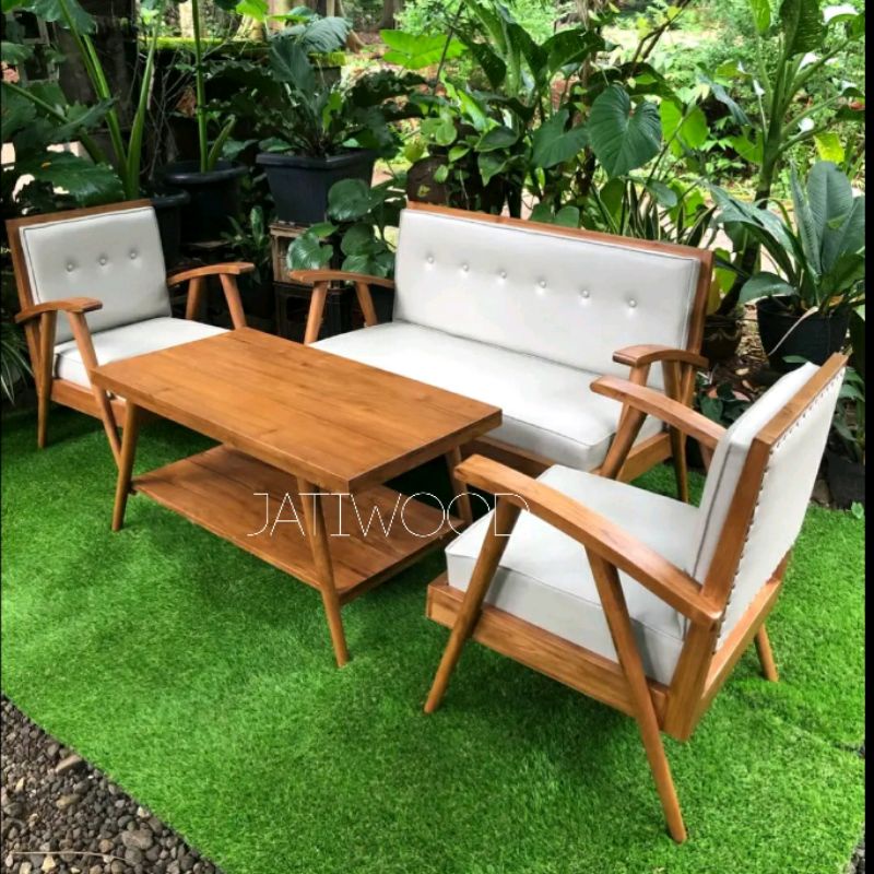 Kursi tamu kayu jati jengki retro, sofa minimalis scandinavian Jepara