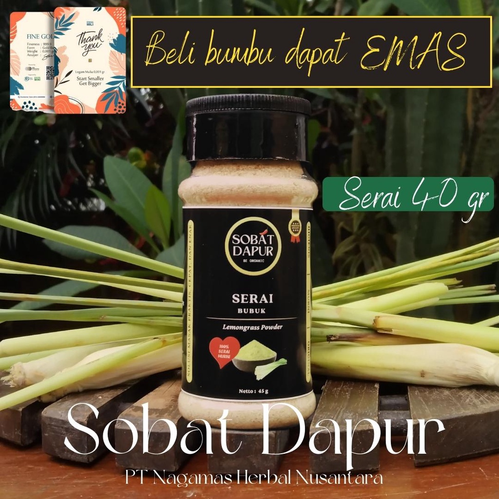 

[GRATIS EMAS] Serai Bubuk 40 gr / Lemongrass Powder / Cymbopogon citratus / Sereh 100% Murni Kualitas Premium Grade A