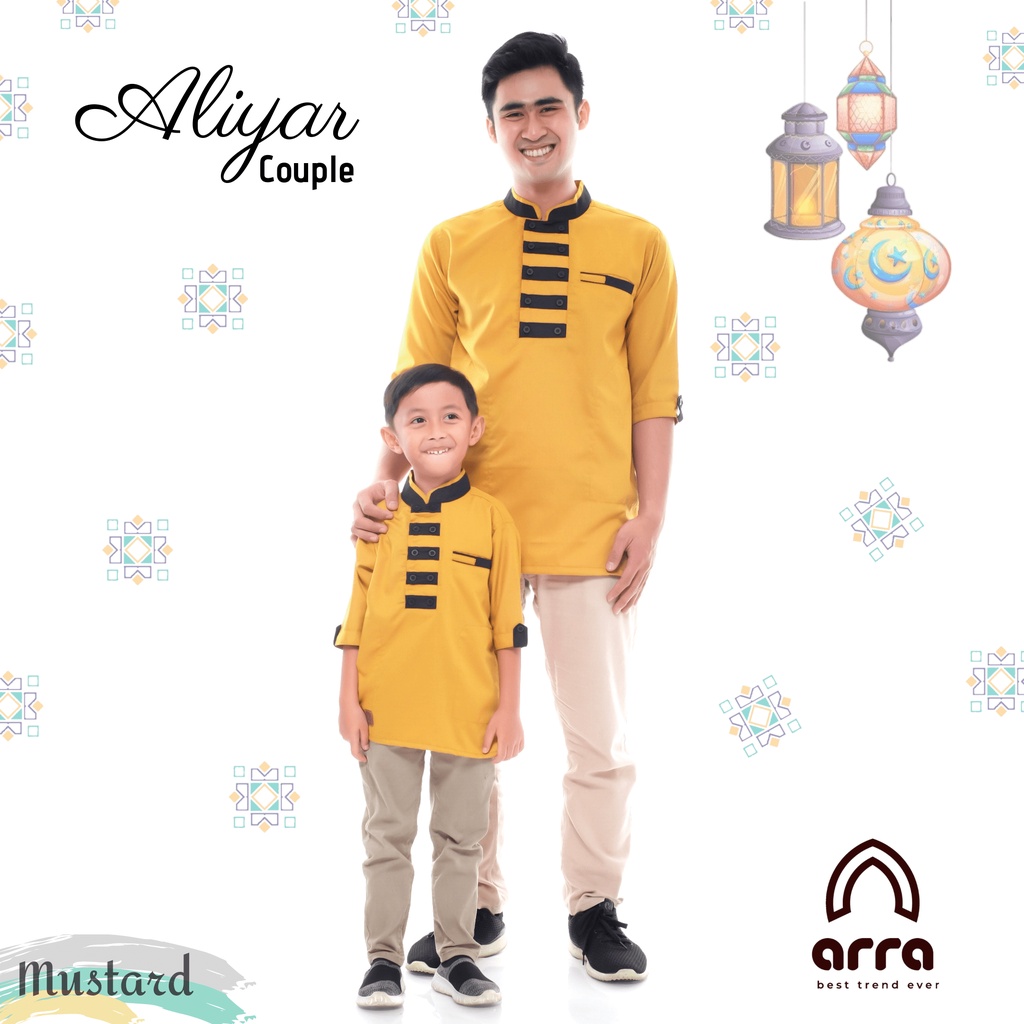 Baju Koko Kurta Pakistan Couple Ayah Anak Lengan 3/4 Kualitas Terbaik Model Terbaru Lebaran Aliyar Series