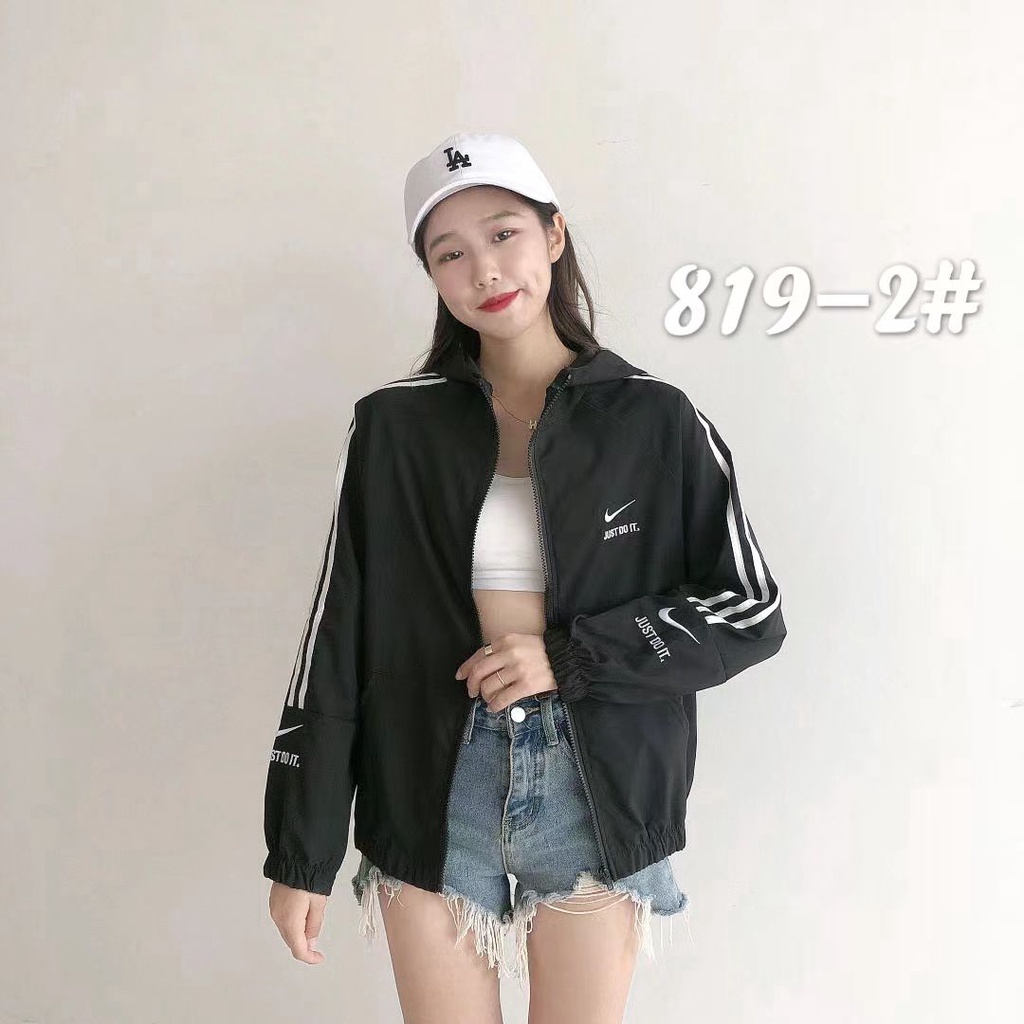 819.3 Jaket GAUEL IMPORT Parasut nike list tangan jaket olahraga jogging wanita jaket lari sport sauna suit wanita jumbo