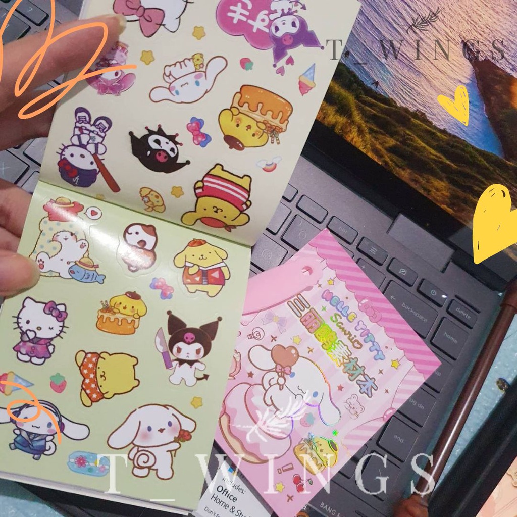 

24 Lembar Sticker Sanrio + Free Spatula / Sticker DIY Sanrio Kuromi Cinamon Melody Pompom / Stiker Kawaii Sanrio