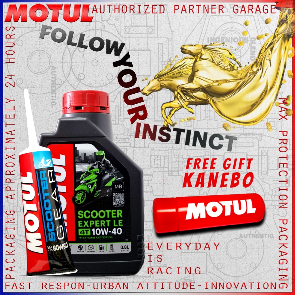 PAKET BUNDLE OLI MATIC MOTUL EXPERT LE 10W40 800ml dan SCOOTER GEAR 80W90 120ml IMPORT