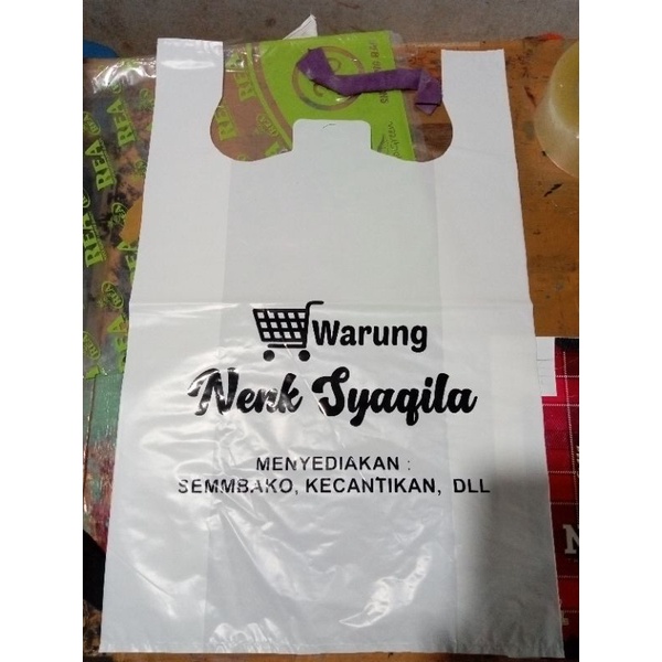 Sablon Custom plastik Kresek tebal ukuran 35x50 isi 500pcs