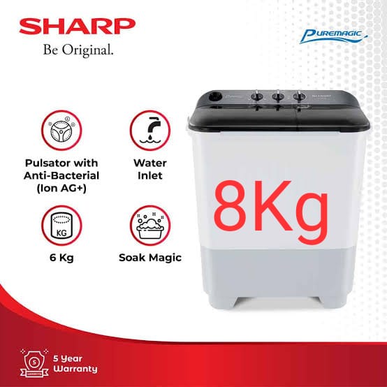Mesin cuci 2 Tabung Sharp 8kg ES-85NT