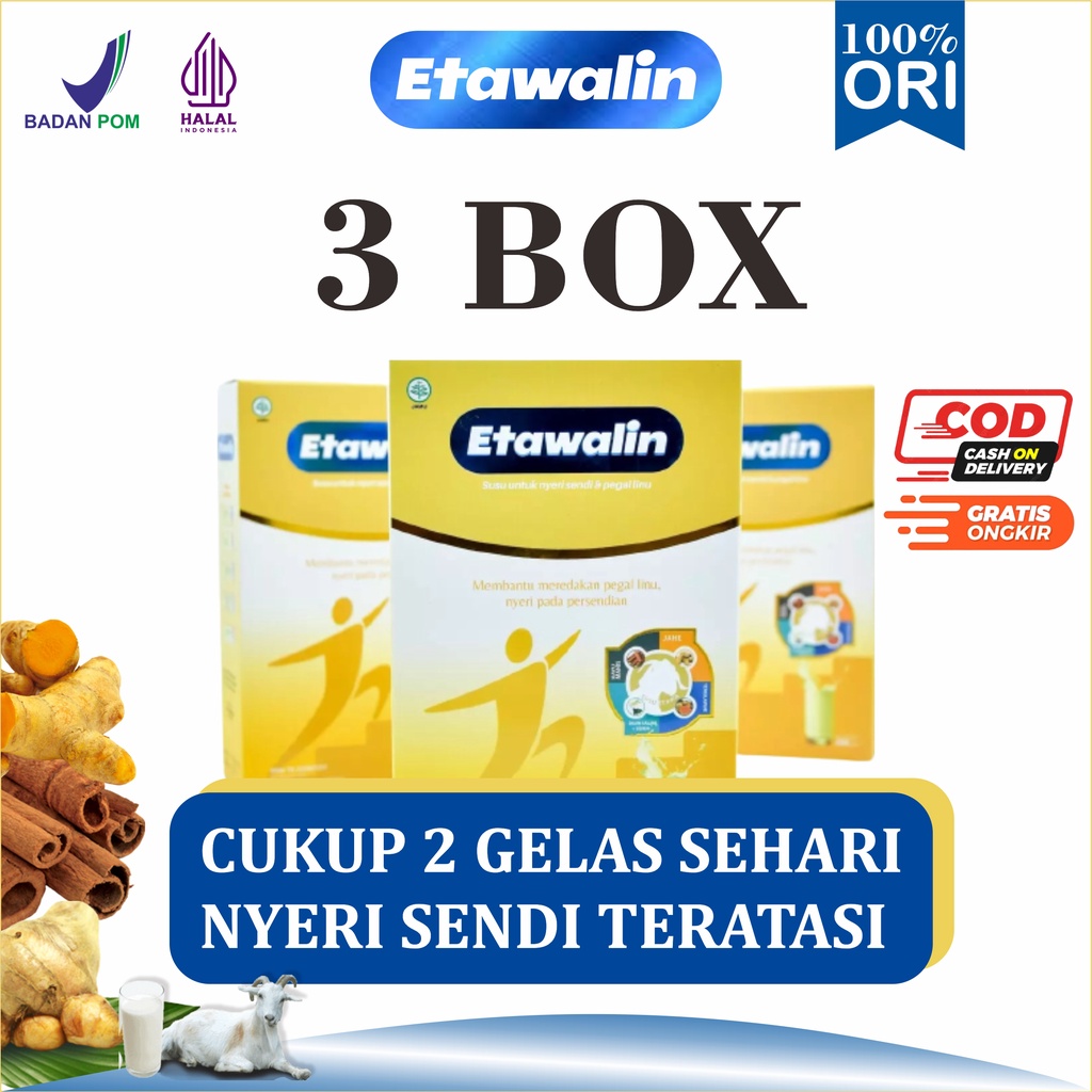 

[3 BOX] Etawalin 100 Original Susu Kambing Etawa Tingkatkan Kepadatan Kesehatan Tulang Sendi Susu Anti Pengapuran Sendi Asam Urat Rematik Reumatik Nyeri Sendi Cocok Untuk Lansia 200gr