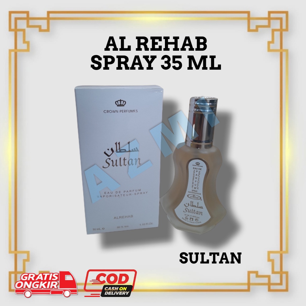 Parfum Al Rehab Spray Sultan 35ml, Original Jeddah/Minyak Wangi Sholat Parfum Pria ar rehab