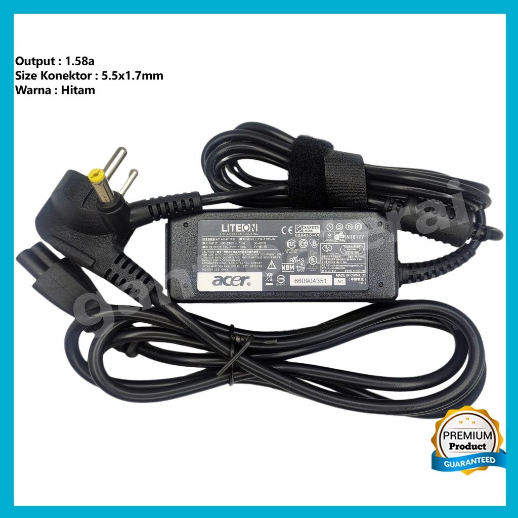 Adaptor Charger Acer Aspire 1410T 1420P 1425P 1810T 1810TZ 1.58a