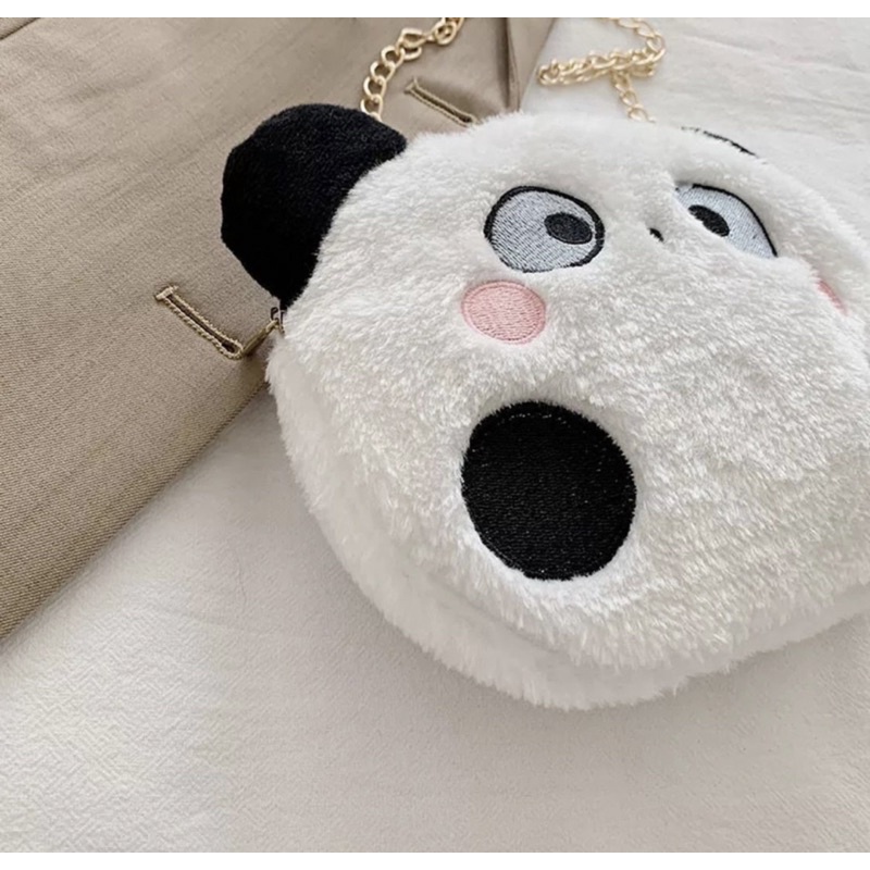 Tas Selempang Wanita Tas Slempang Lucu Boneka Panda gaya Casual Bahan Halus Lembut Ukuran 30cm