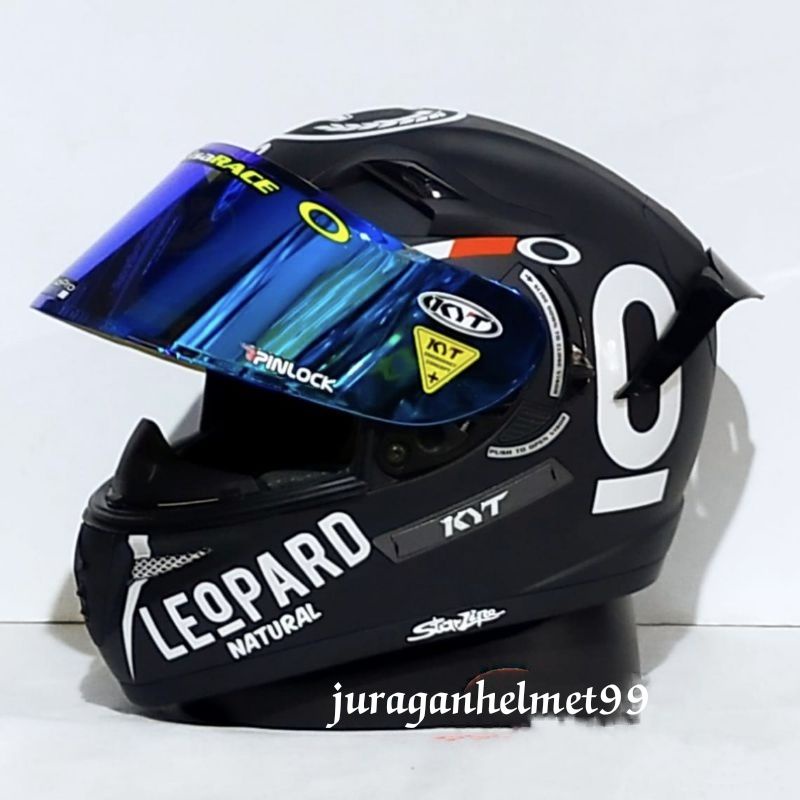 Helm full face KYT K2 raider black doff paket ganteng leopard