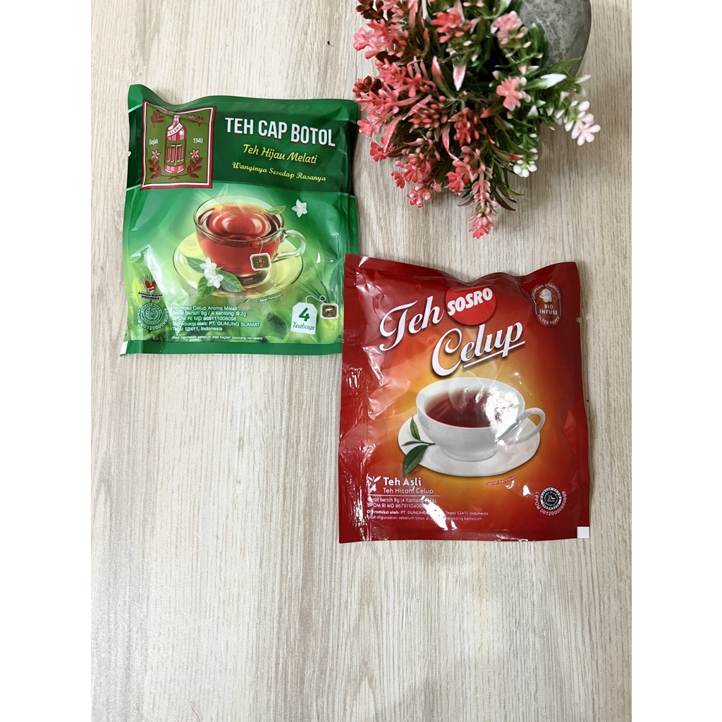 

Teh Celup Sachet Isi 4 Kantong (Teh Cap Botol/Teh Sosro)