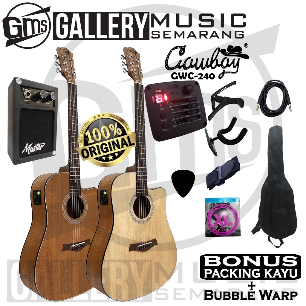 ORIGINAL!!! Gitar Akustik Elektrik Import Merk Cowboy GWC-240 NA GWC 240NS Equalizer Tuner AW-11