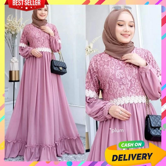 Gamis Lebaran Dewasa Terbaru Remaja Cewek Mewah Syari Khimar Games2021 Set Cadar Motif Busui Adem Ma