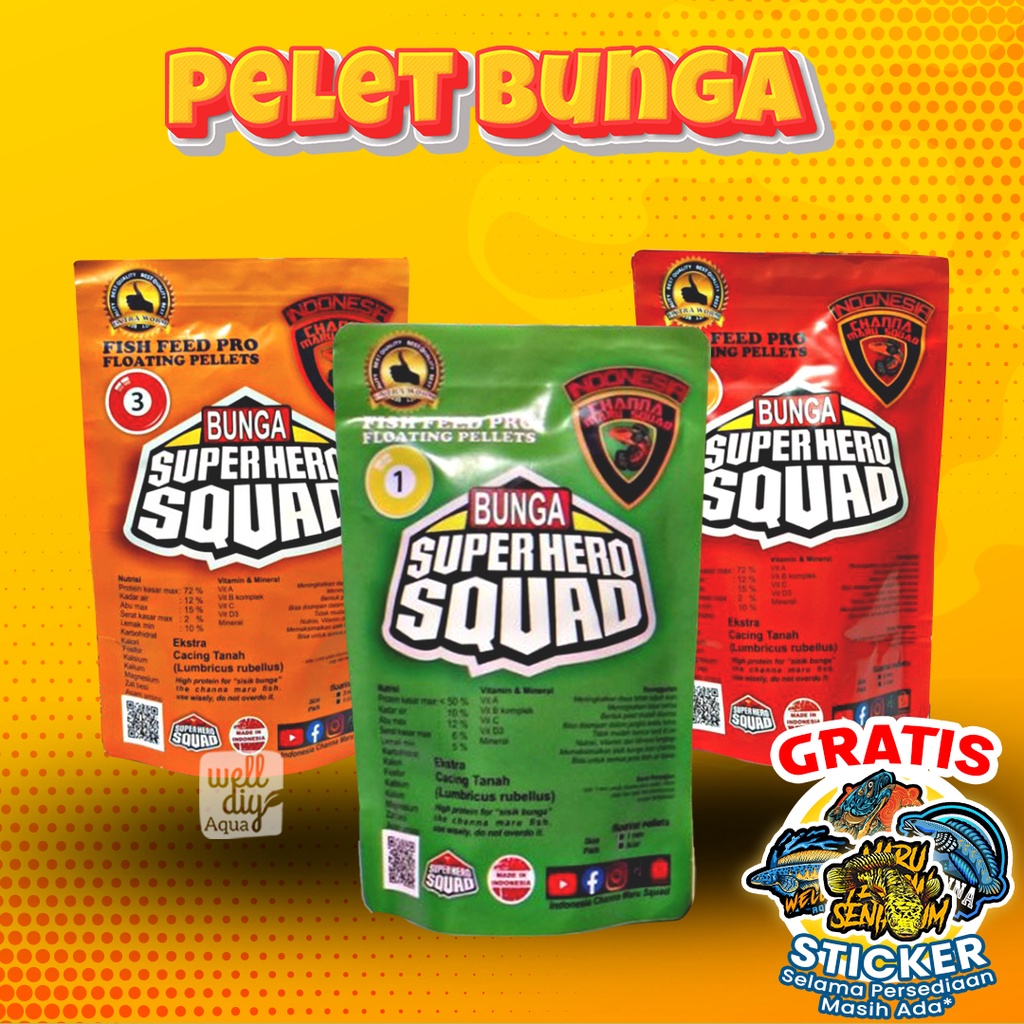 Pelet Ikan Channa Bunga Booster SUPERHERO SQUAD Maru