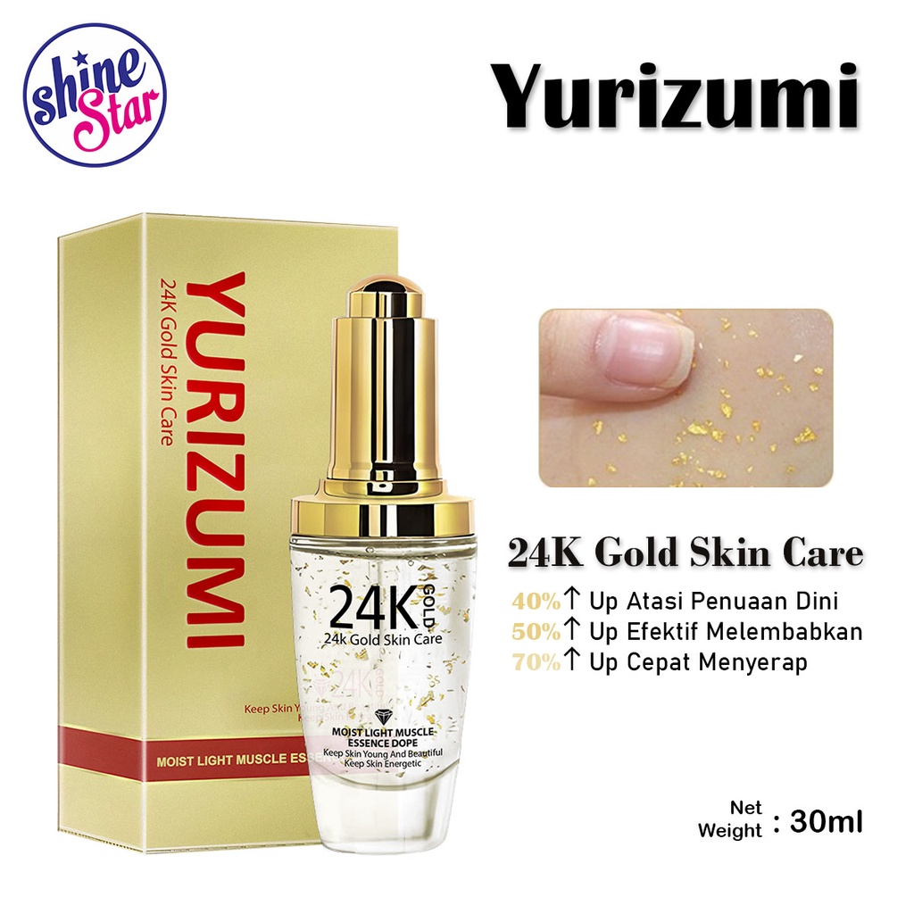 Yurizumi Serum Emas 24k Wajah Glowing Original 100% Anti Keriput Dan Menghilangkan Flek Hitam