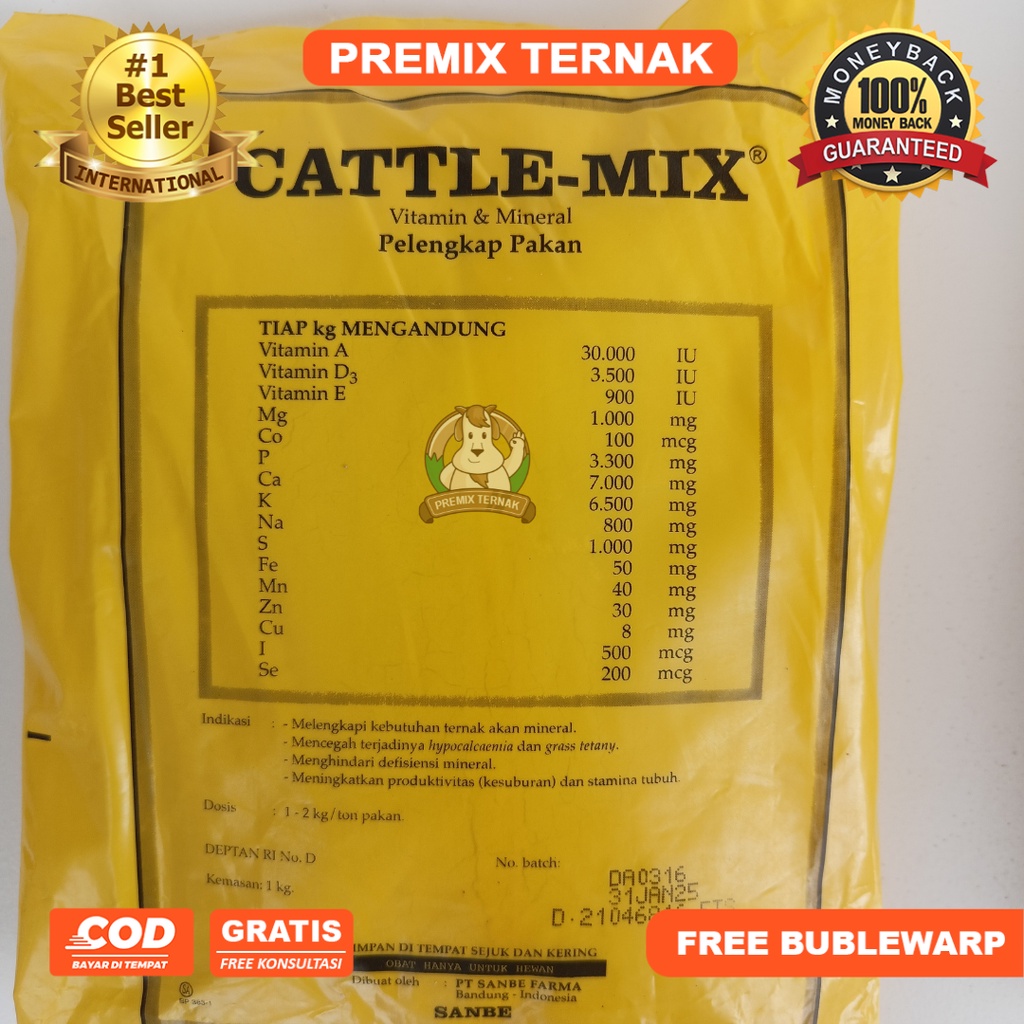 PREMIX CATTLE MIX 1 KG - PREMIX Penggemuk Sapi Kambing Hewan Ternak premix cattle mix sanbe