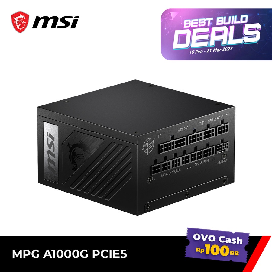 MSI MPG A1000G PCIE5 1000W ATX 3.0 80+ Gold Full modular - PSU Mantap