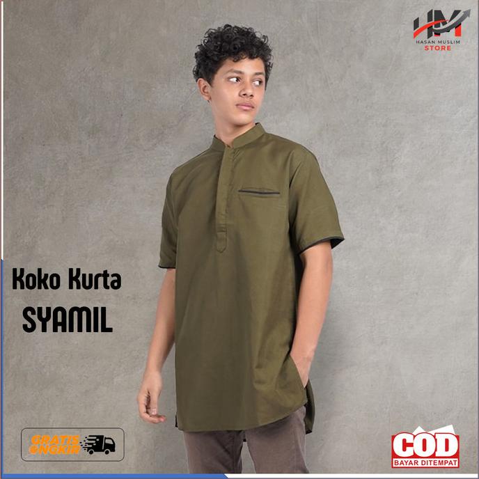 TERLARIS Baju Koko Pria Lengan Pendek Qomishu Kurta Pakistan Dewasa Syamil /BAJU KOKO PRIA/BAJU KOKO