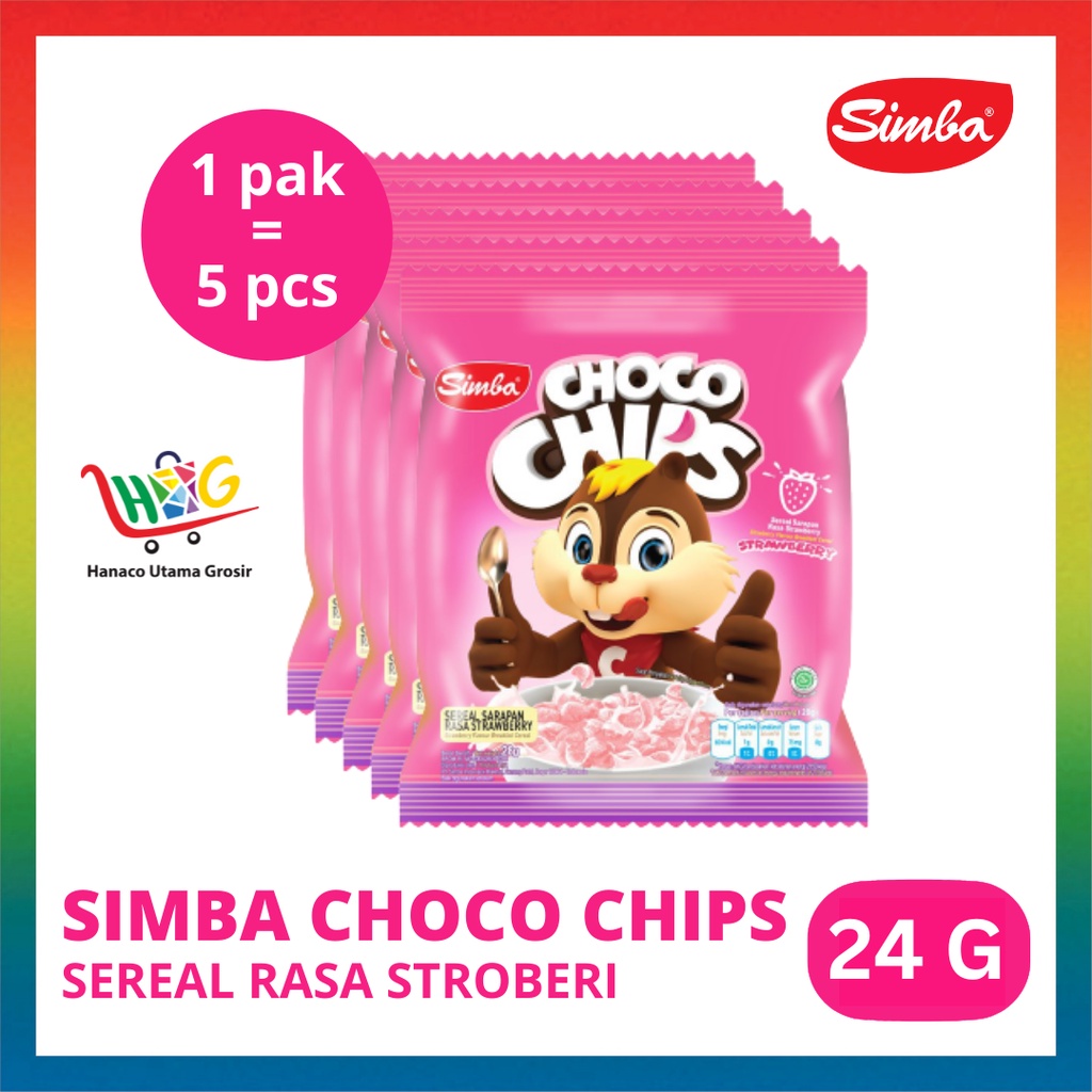 Simba Choco Chips Sereal Cokelat / Strawberry 24 Gram [ 1 PAK ]