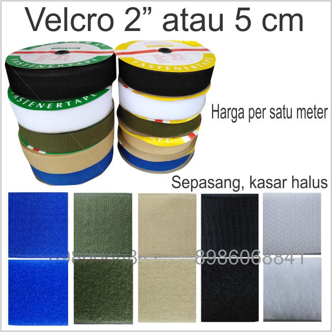 Perekat Velcro Magic Tape Kretekan 2&quot; atau 5cm permeter