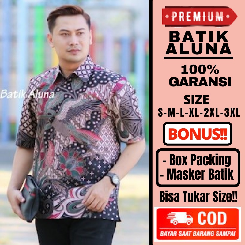 Baju Batik Pria Lengan Pendek Premium Slimfit Modern Full Furing Jumbo Batik Katun Pria Slim Fit Mew