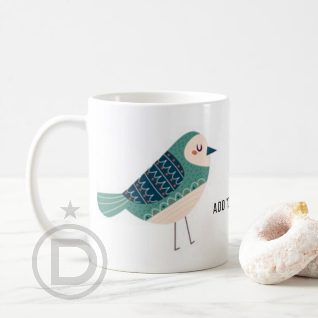 Mug Burung Motif Batik Custom Nama V5