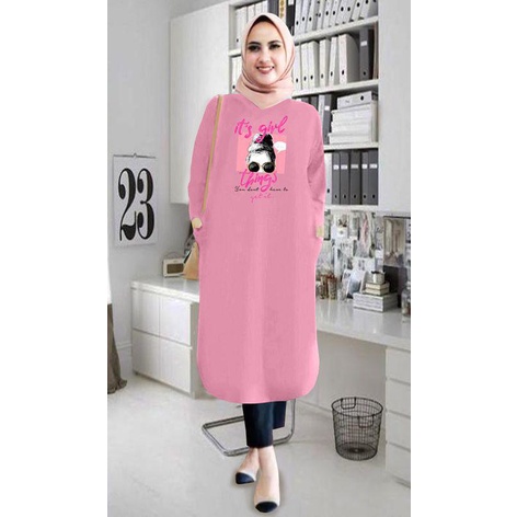 Tunik wanita DTF IT'S GIRL / tunik murah / tunik kekinian / tunik panjang / tunik import / tunik jumbo