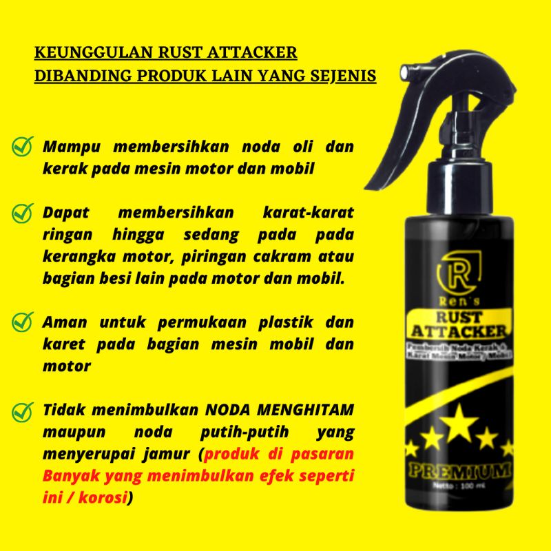 RUST ATTACKER - Pembersih KERAK Mesin MOTOR Dan MOBIL Cleaner Pembersih Karat Original