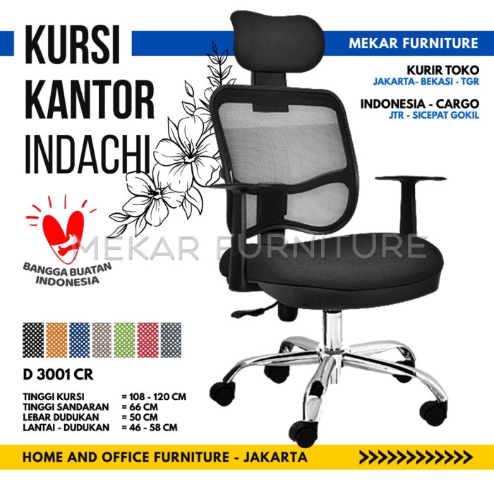 Terlaris Kursi Kantor Indachi D 3001 Cr - Kaki Chrome