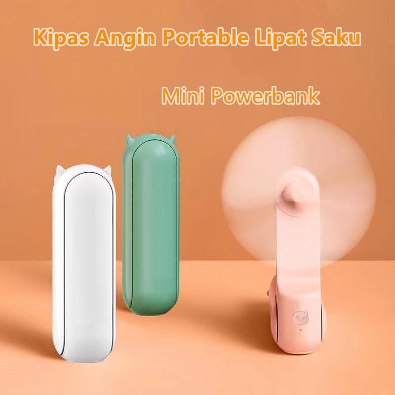 Mini Kipas angin 4800mAh Power bank 2 in1 USB Handheld Portable Fan