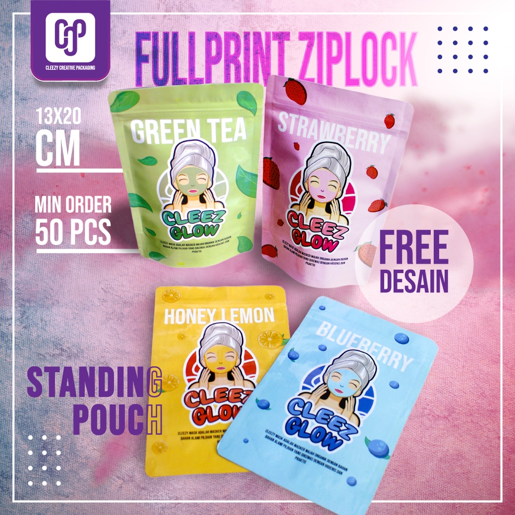 ZIPLOCK Kemasan Standing Pouch Custom Min 50pcs [13x20cm]