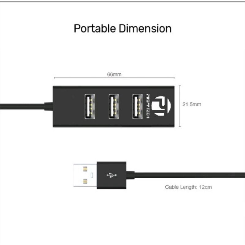 Usb Hub 4 Port Profftech 480Mbps Hi-Speed Support 2x1 TB