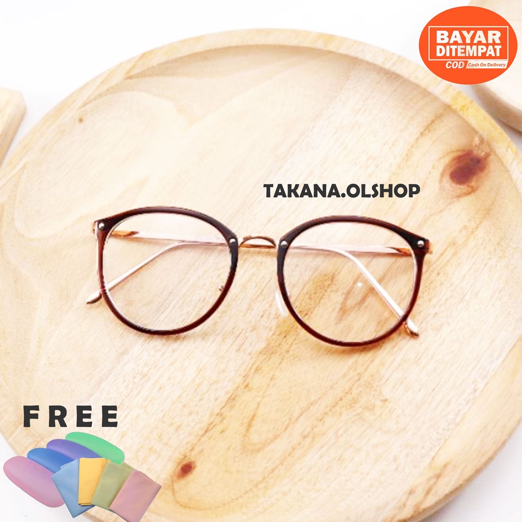 TAKANA - Frame Kacamata Bulat Besar Bahan Besi CA 157
