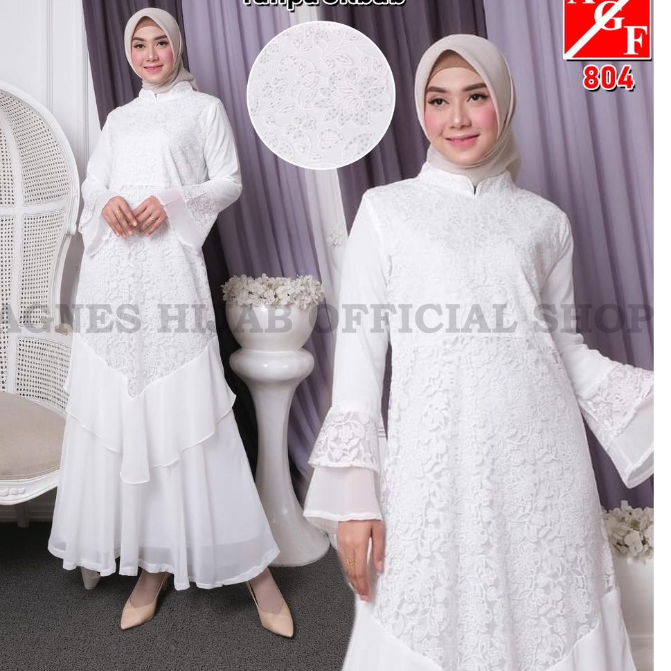 REKOMENDASI Agnes Baju Gamis Putih Gamis Muslim Baju Lebaran Baju Busana Muslim Wanita Terbaru