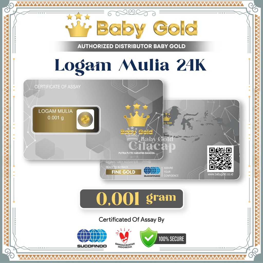 Baby Gold Minigram Logam Mulia 0,001 Gram Emas Mini Murni 24 Karat