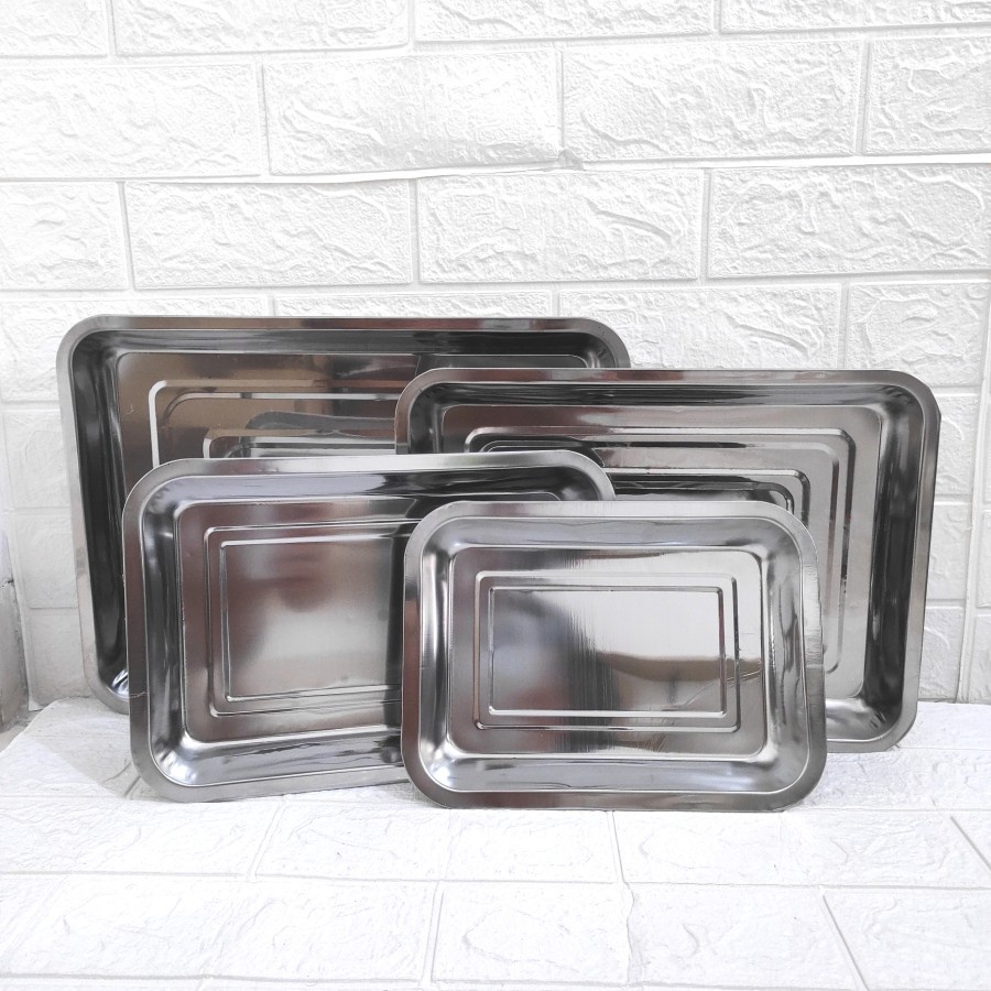 Nampan Baki Stainless / Prasmanan Segi / Kotak / Bake Tray Loyang Serbaguna Piring Dalam Segi