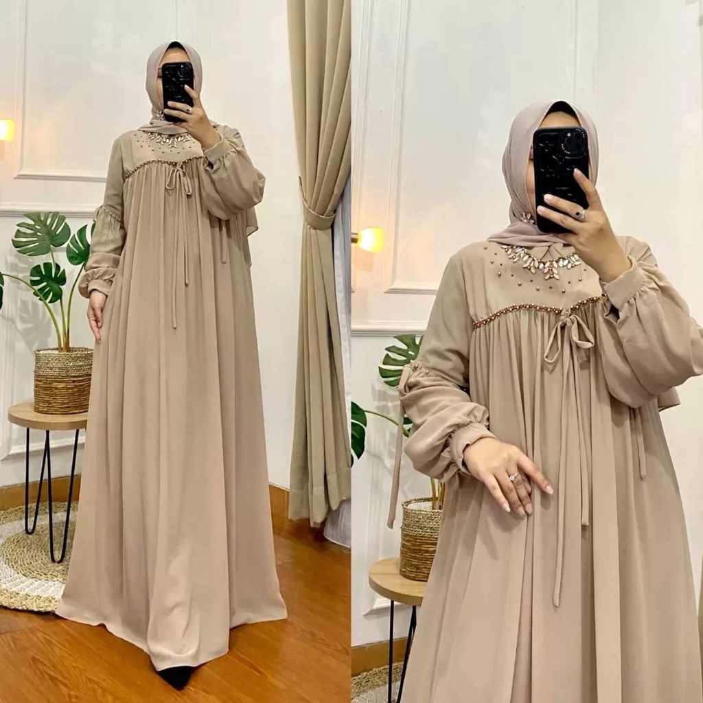 Berliana maxy Gamis payet aplikasi mutiara gamis bahan cerruty Gaun kondangan mewah fashion wanita kekinian gamis terbaru gamis lebaran 2023