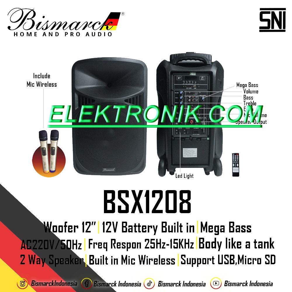 SPEAKER PORTABLE BISMARCK BSX1208 ORIGINAL BLUETOOTH