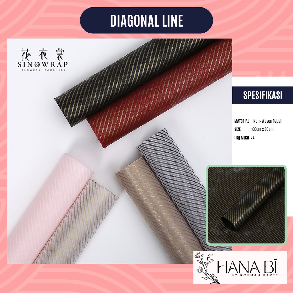 

5 Lembar Non Woven Diagonal Line Kertas Buket Korea Bunga Flower Wrapping Paper Kado P.MH-008