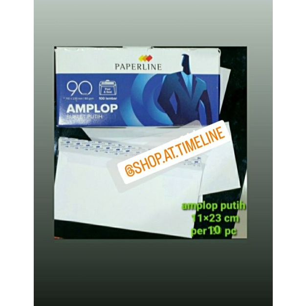 

AMPLOP PUTIH PANJANG 10 lembar/ dgn perekat 11x23cm