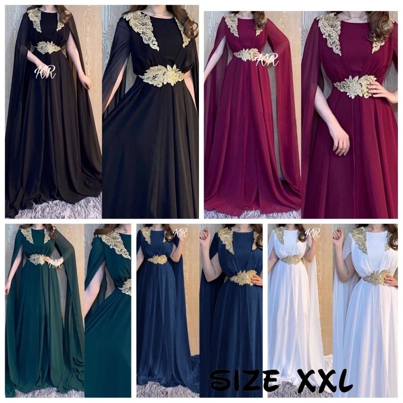 MAXI GAMIS GAUN MUSLIM WANITA BAJU LEBARAN HARI RAYA IDUL FITRI 2023 BAHAN MOSCREPE GAMIS JUMBO LD 1