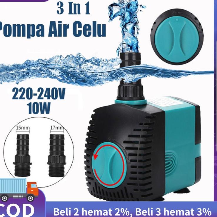 Dr 220V240V 10 Watt Pompa Celup Aquarium Pompa Air Celup Kolam Ikan Water Pump EB303 Pompa Celup Aquarium/Powet Heads/Air Pump Kyoto 3 In 1 Pompa Aquarium ✥ ➬